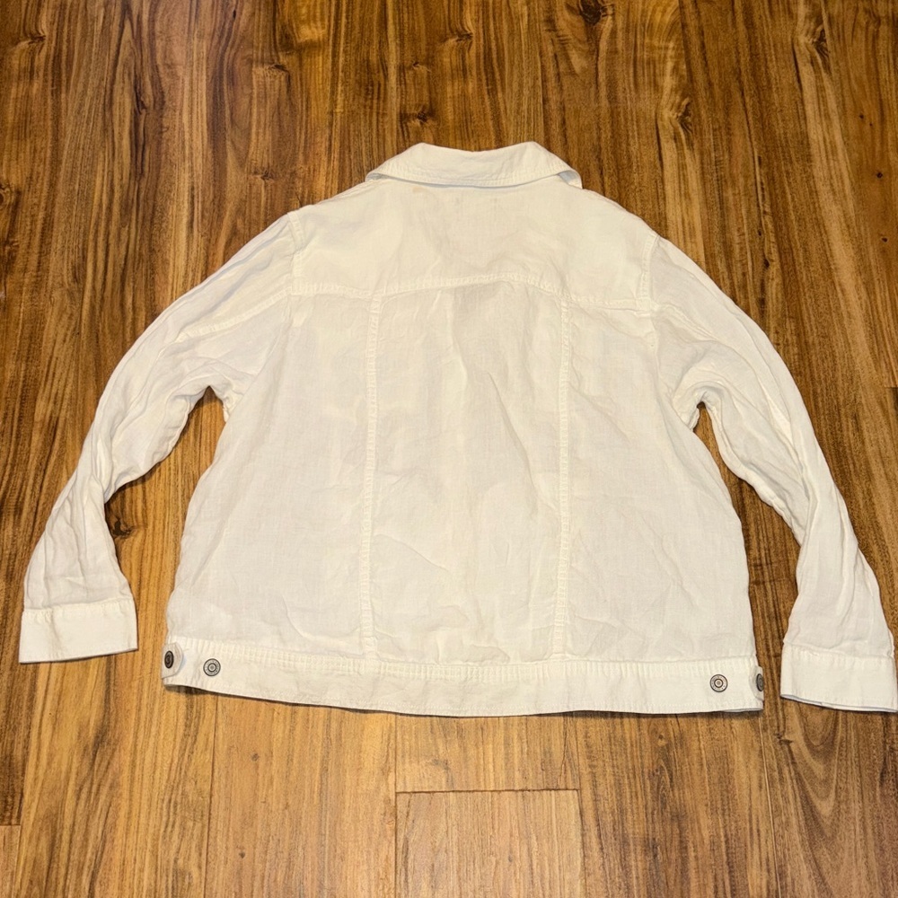 Jones New York women 1x xl 16 18 Jacket coat white linen spring summer casual - Picture 5 of 8